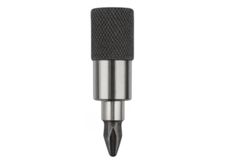 Phillips screwdriver bit with knurled adapter on transparent background
