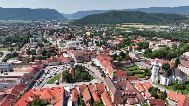 Aerial view of the city of Roznava in Slovakia
