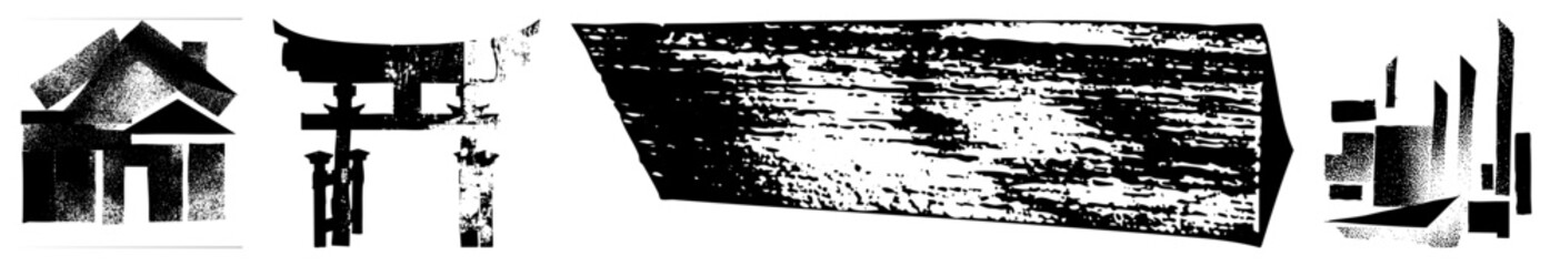 abstract architectural silhouettes in black and white