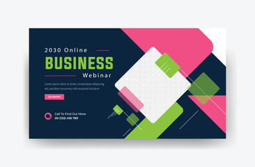 Digital marketing and corporate business online webinar web banner template, youtube video thumbnail design 