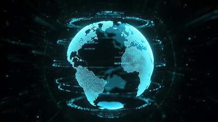 Dynamic visualization of Earth's digital landscape, highlighting global interconnectedness and advanced data transmission networks in a technologically driven world - Powered by Adobe