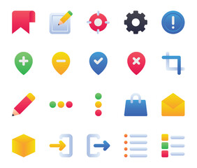 Gradient color icons set for User interface.