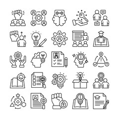 Creative Learning Icon Set &ndash; Education, Innovation & Skill Development (25 Icons),creative learning, education, learning process, online learning, e-learning, digital education, creativity, innovation