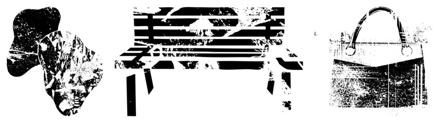 Abstract shapes bench handbag vector set