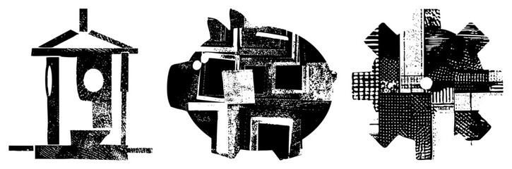 abstract geometric shapes in black and white