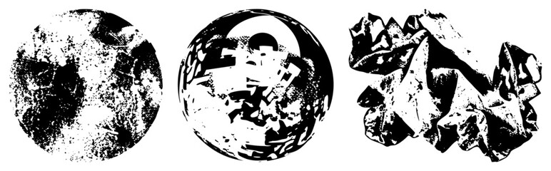 three abstract black and white vector illustrations