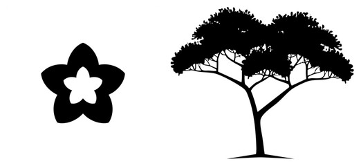 flower and tree silhouette vector