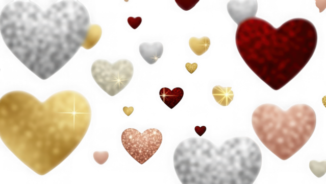 Colorful hearts floating in space isolated on transparent background - Powered by Adobe