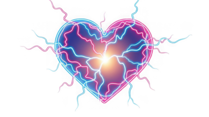Electric heart illustration isolated on transparent background