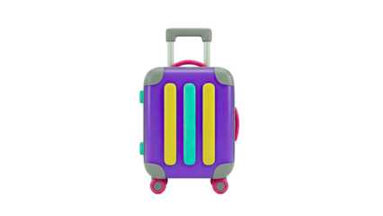 Cartoon Purple Suitcase with Yellow and Teal Stripes