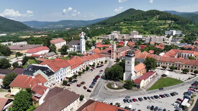 Aerial view of the city of Roznava in Slovakia
