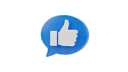 Obraz premium 3D Thumbs Up Icon in a Blue Speech Bubble on transparent background