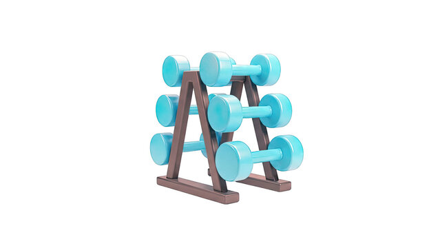 Blue Dumbbell Set on a Gray Rack