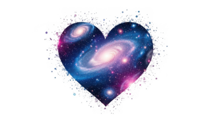 Cosmic heart isolated on transparent background