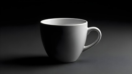 Grey Ceramic Coffee Mug on a Dark Surface with Dramatic Lighting, Minimalist Modern Lifestyle.