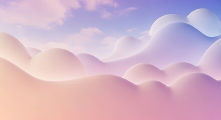 Dreamy pastel colored cloudscape with soft pink and blue hues in sky
