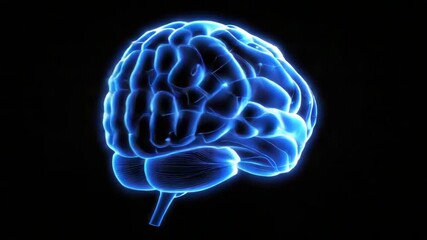 Glowing blue brain neural network illustration evoking cognition creativity energy and futuristic - Powered by Adobe