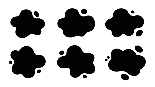 Abstract black blob shapes graphic elements for design and illustration