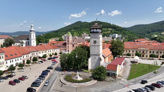Aerial view of the city of Roznava in Slovakia