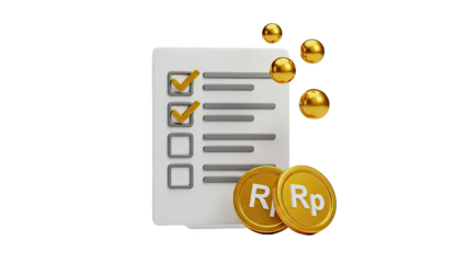 Checklist with Gold Coins and Spheres