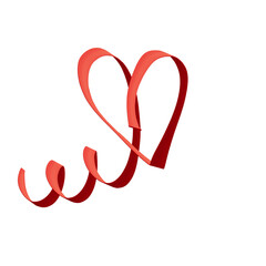 Red Ribbon Heart. Valentine's Day PNG Illustration
