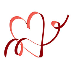 Red Ribbon Heart. Valentine's Day PNG Illustration