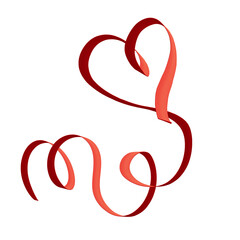 Red Ribbon Heart. Valentine's Day PNG Illustration