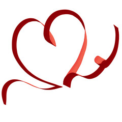 Red Ribbon Heart. Valentine's Day PNG Illustration