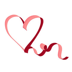 Red Ribbon Heart. Valentine's Day PNG Illustration