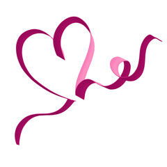 Red Ribbon Heart. Valentine's Day PNG Illustration