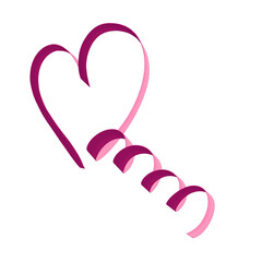 Red Ribbon Heart. Valentine's Day PNG Illustration