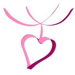 Red Ribbon Heart. Valentine's Day PNG Illustration