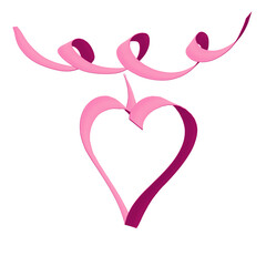 Red Ribbon Heart. Valentine's Day PNG Illustration