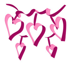 Red Ribbon Heart. Valentine's Day PNG Illustration