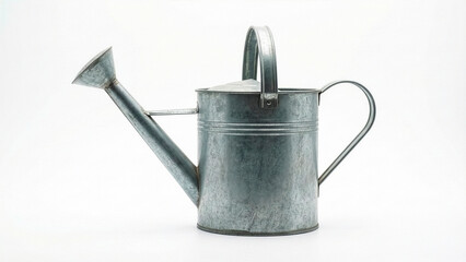 Regador de Metal, Vintage Galvanized Metal Watering Can with Handle and Spout Isolated on White Background