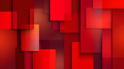 Abstract Red and Coral Square Overlap Background. Modern Geometric 3D Design.