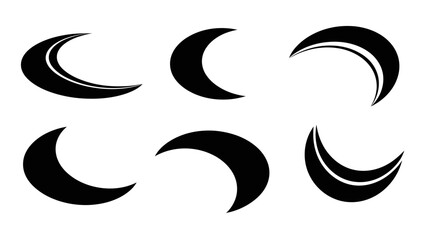 Obraz premium Set of crescent moon silhouettes symbolic celestial elements on white