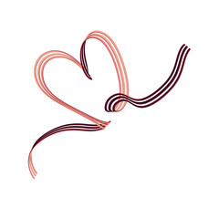 Red Ribbon Heart. Valentine's Day PNG Illustration