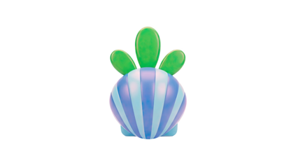 Cartoon Sea Creature Toy with Green Spikes and Blue Stripes