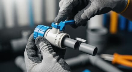 Demonstration of a quick disconnect feature on a pushfit valve allowing easy removal and reinstallation by a technician.