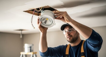DIY enthusiast upgrades old recessed ceiling fixture with an easytoinstall LED retrofit kit during home renovation project.