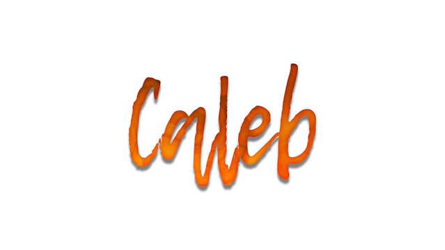 3D fire text effect of name Caleb on white background.