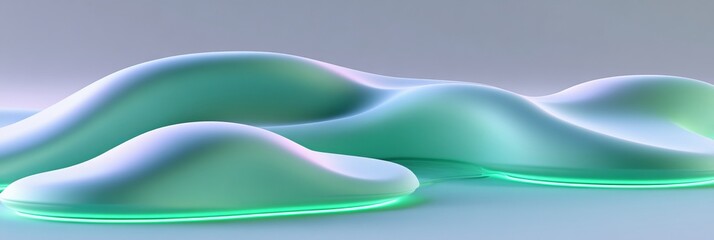 Obraz premium Elegant Soft Green Geometric Shapes on an Iridescent Plateau for Stylish Minimalist Product Mockups