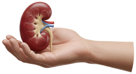 Hand Gently Holding A Human Kidney Clean Smooth Medical Anatomy PNG