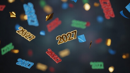  Futuristic 2027 text effect design on a modern digital background with glowing typography, dynamic light trails, and abstract motion. Perfect for future technology, innovation, and next-year concept.