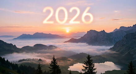 Happy New Year 2026 Sunrise Hope Nature Background