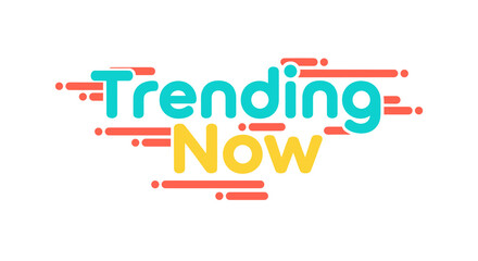 A vibrant and dynamic 'Trending Now' text design, featuring colorful typography and abstract lines, perfectly capturing contemporary digital trends and popular culture.