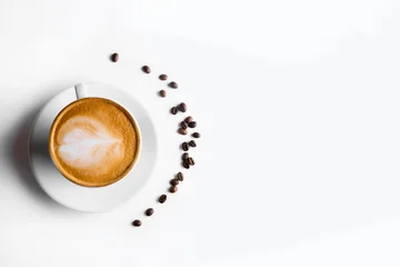 Fototapete Rund Cafe Coffee and grains of coffee on a white background. cappuccino coffee  © vigenmnoyan