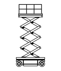 Scissor platform elevator - icon in monochrome style