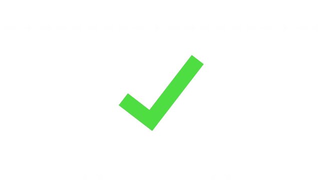 Animated white check mark icon. Isolated on a white background.